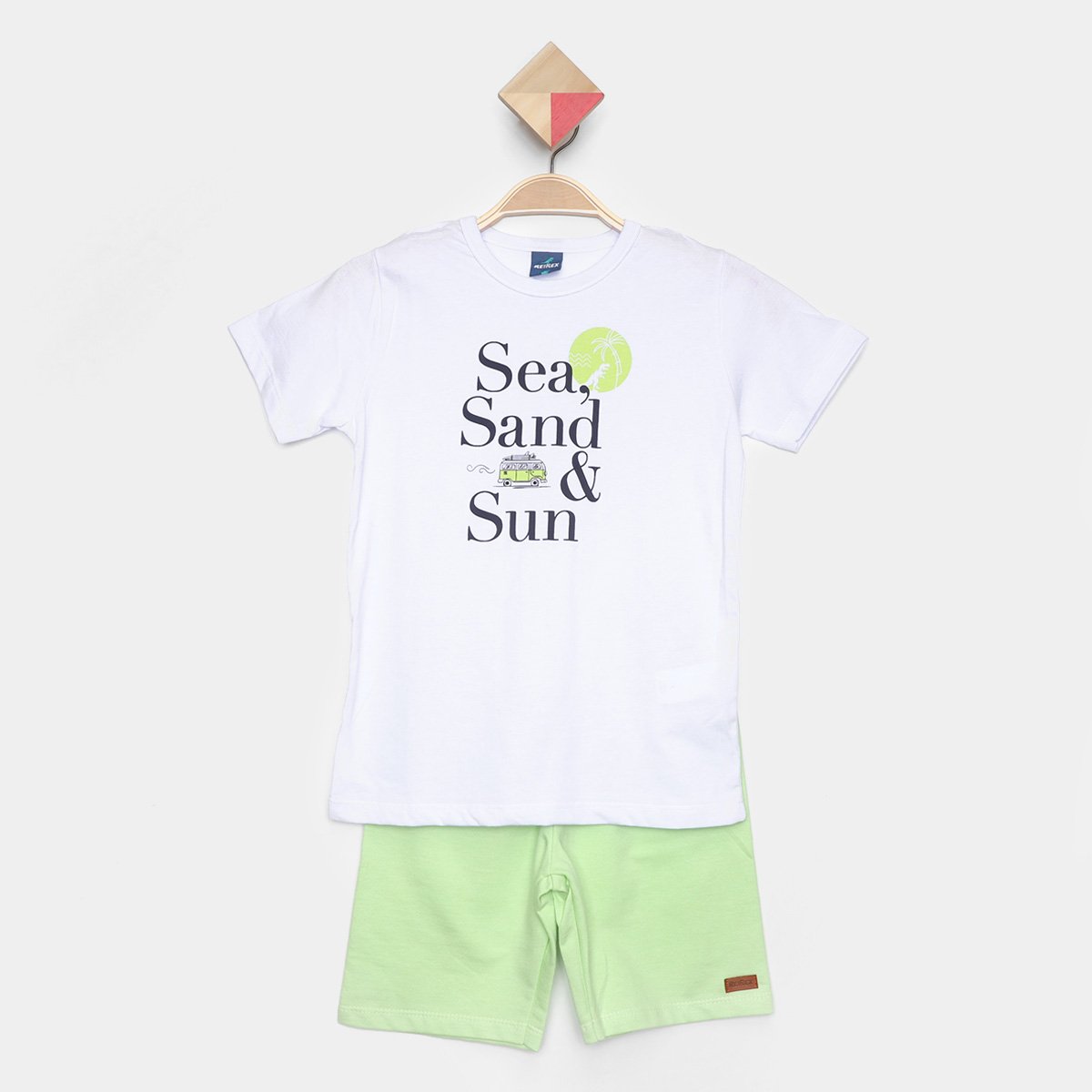 Conjunto Curto Infantil Romitex Areia e Sol Camiseta + Short Moletinho Menino - Branco Menor preço em Conjunto Curto Infantil Romitex Areia e Sol Camiseta + Short Moletinho Menino - Branco