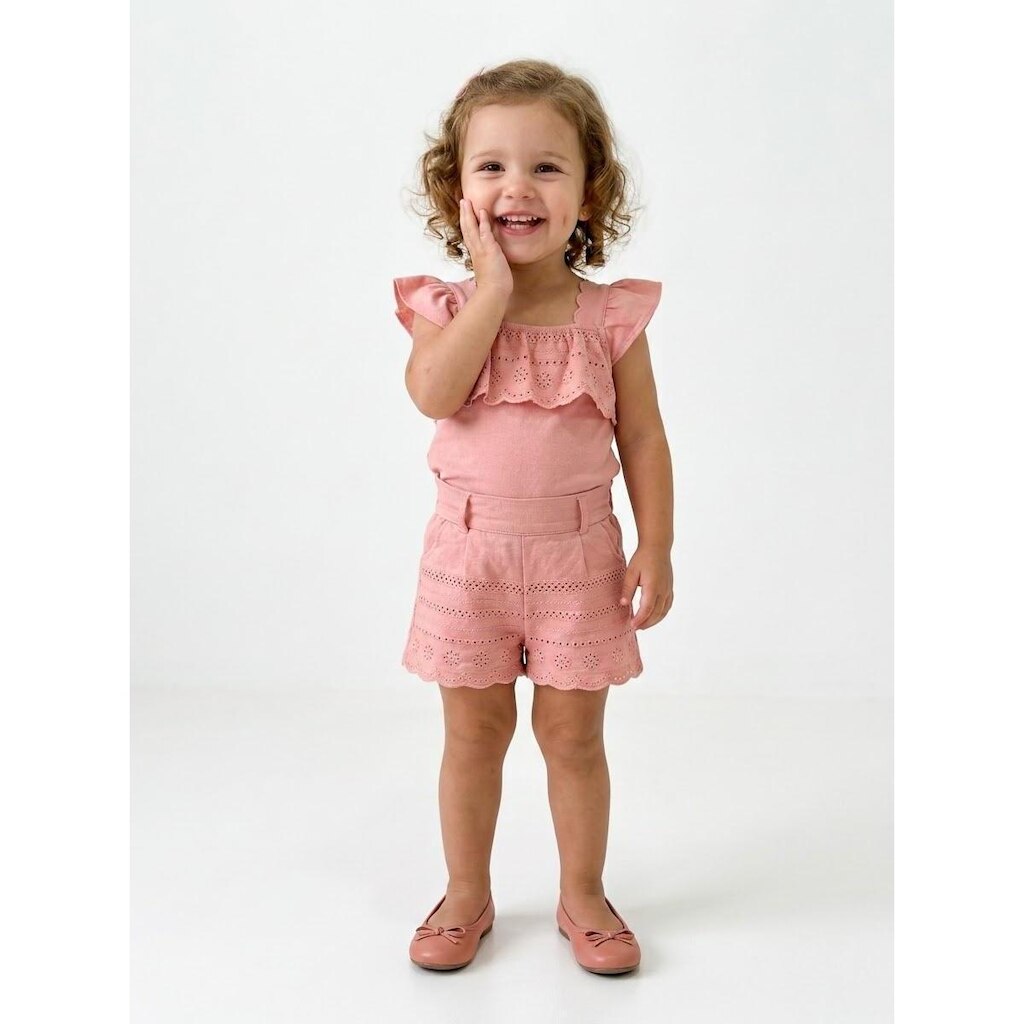 Conjunto Curto Menina Luxo Blusa Shorts Verão Paraiso 18783