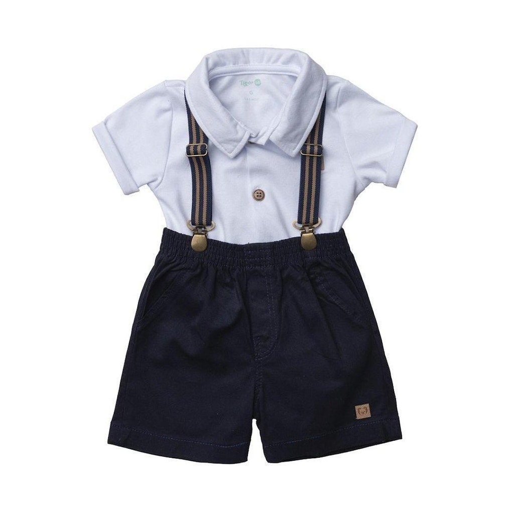 Conjunto Curto Tigor T Tigre Deep Blue Branco