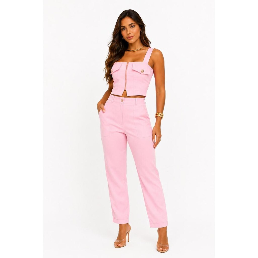 Conjunto D Bell Outlet Fashion Alfaiataria Rosa Bebê