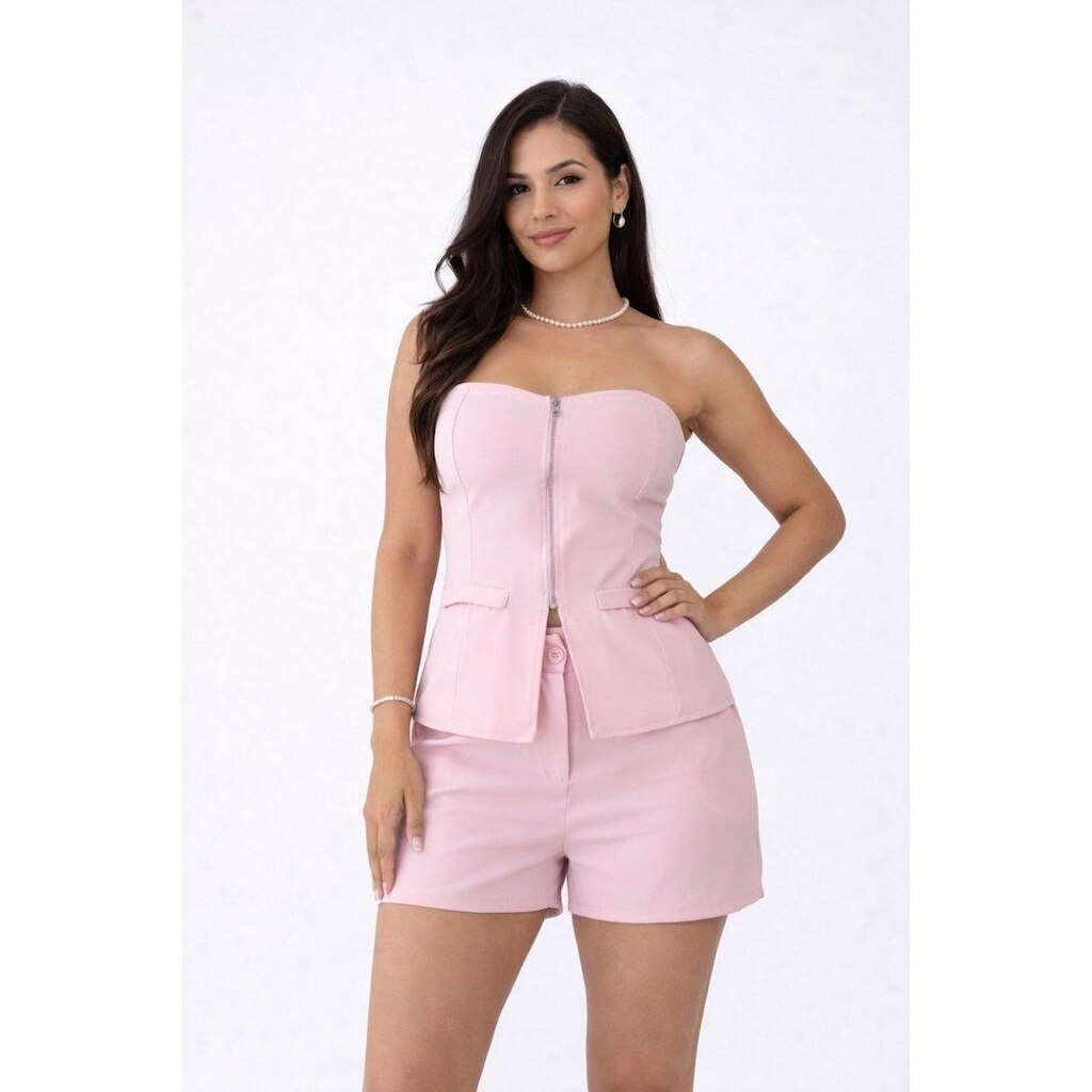 Conjunto D Bell Outlet Fashion Alfaiataria Rosa