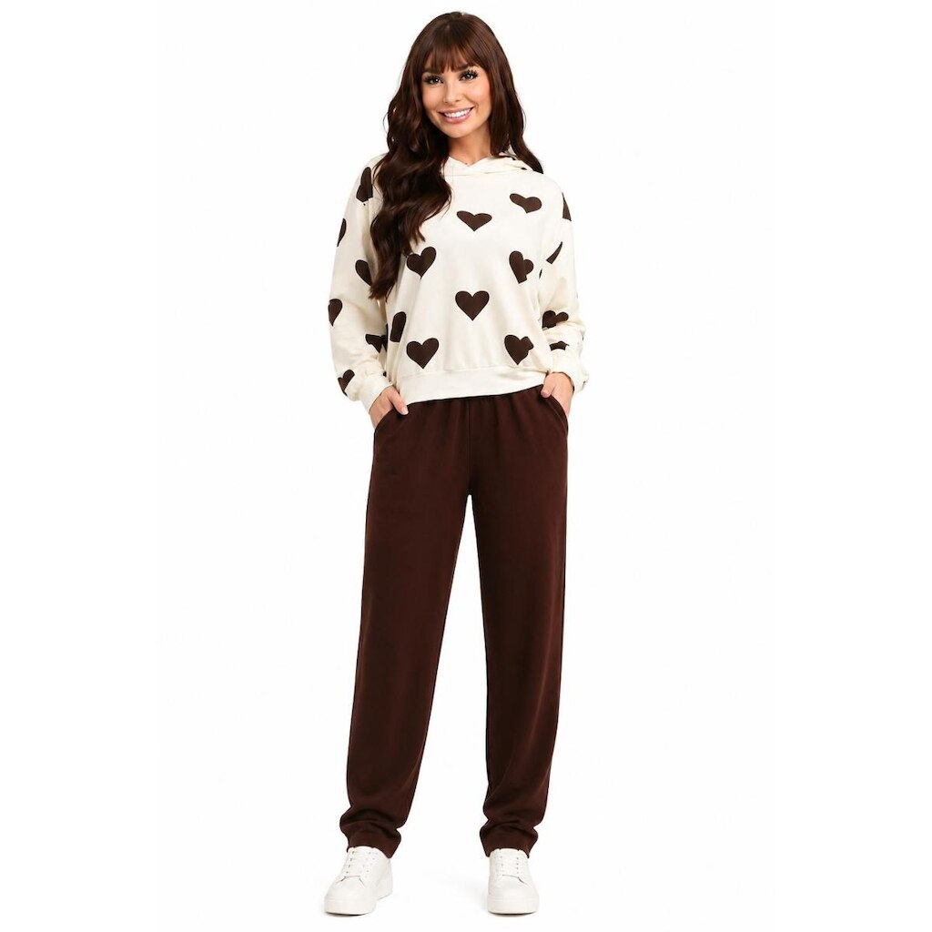 Conjunto D Bell Outlet Fashion Calça E Blusa Marrom