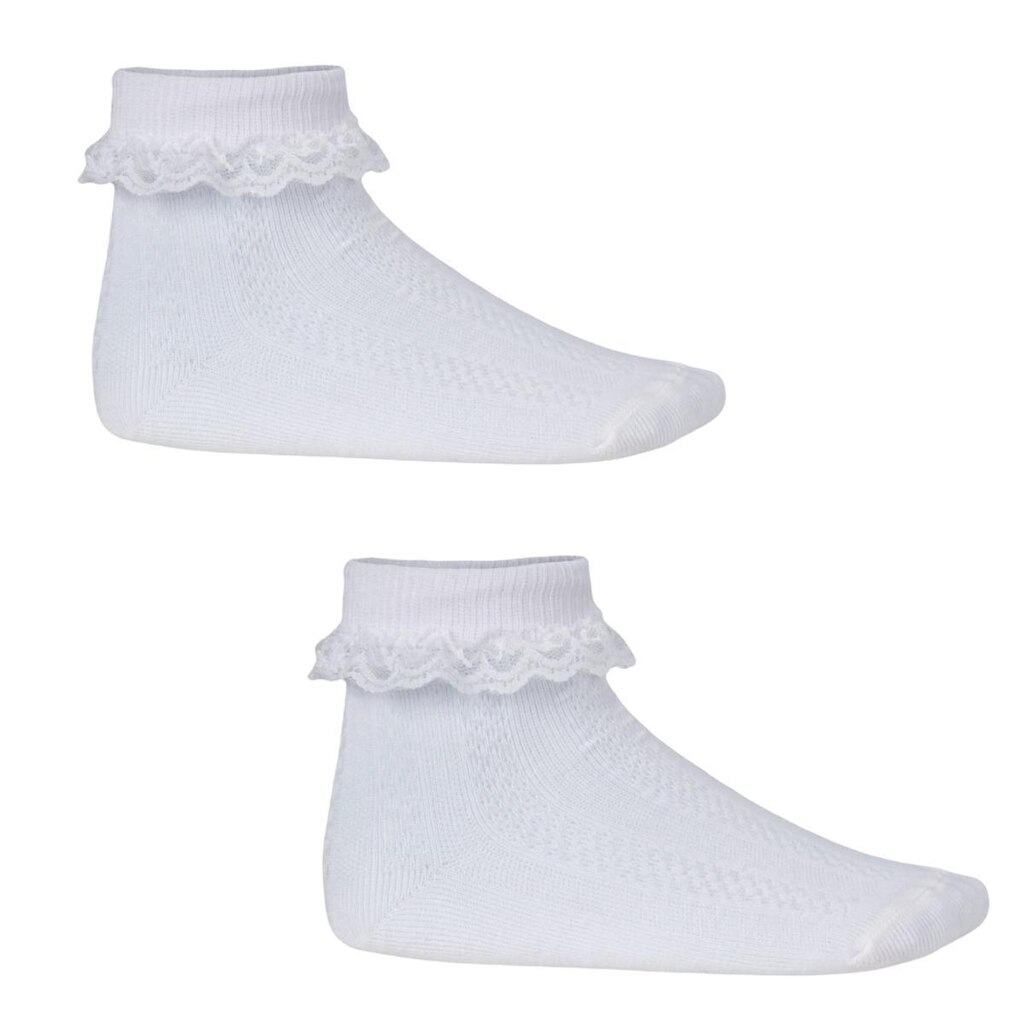 Conjunto de 2 Pares Meia Infantil Rendada para Festa Batizado Casamento Recem Nascido a Juvenil