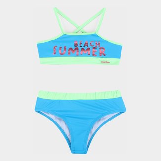 Conjunto de Biquini Infantil Marlan Beach Summer Com Proteção UV