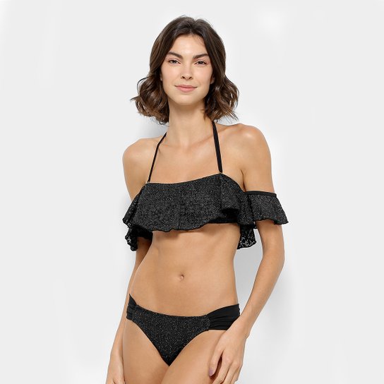 Conjunto de Biquíni Labamba Ciganinha Glitter - Preto