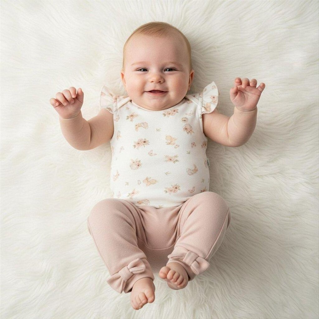Conjunto de Body Hug Curto Babado Calça Chá Da Tarde Rosa