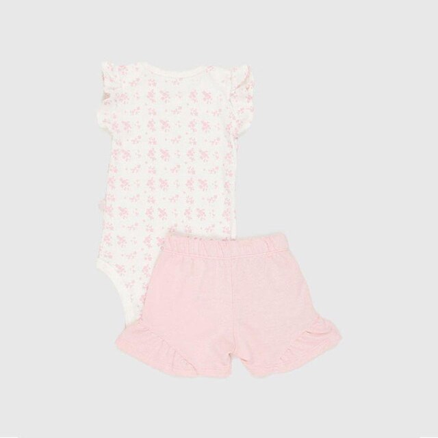 Conjunto de Body Regata Com Short Babadinho Rosa Baby Gut