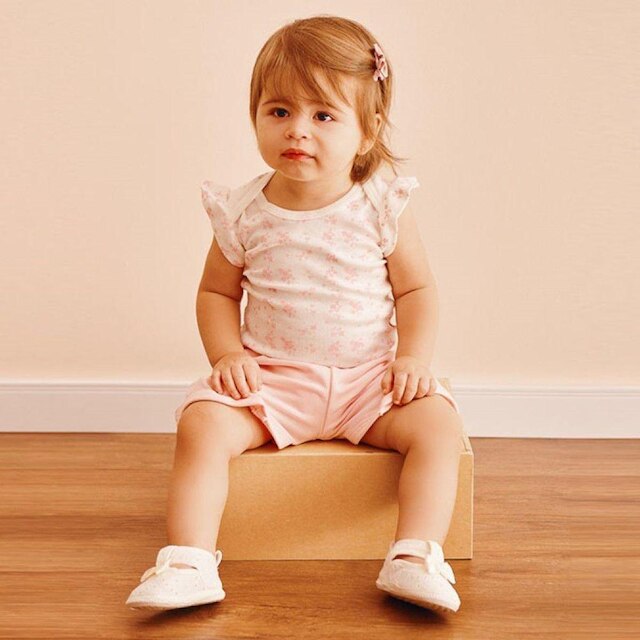 Conjunto de Body Regata Com Short Babadinho Rosa Baby Gut