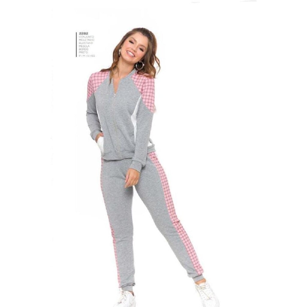Conjunto de Frio Moletinho Real Malhas Calça + Jaqueta Casual Confort Feminino Adulto - Ref 2282