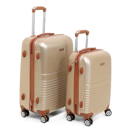 Conjunto de Malas de Viagem Yins Brasil ABS 2 Unidades - Caramelo