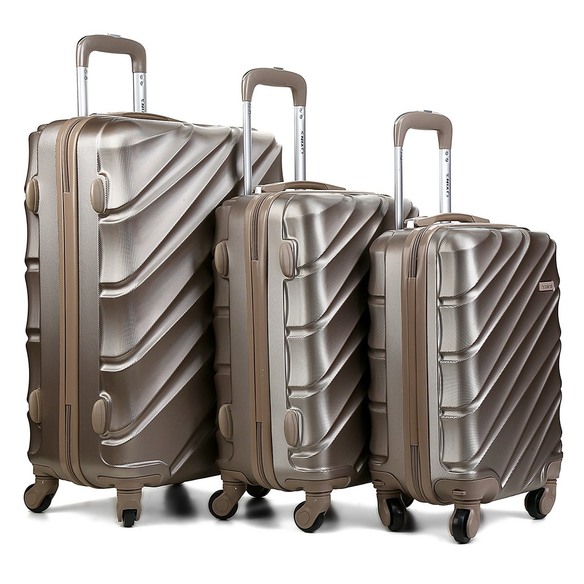 Conjunto de Malas de Viagem Yins Brasil Com Rodinhas ABS 3 unidades - Bege Menor preço em Conjunto de Malas de Viagem Yins Brasil Com Rodinhas ABS 3 unidades - Bege