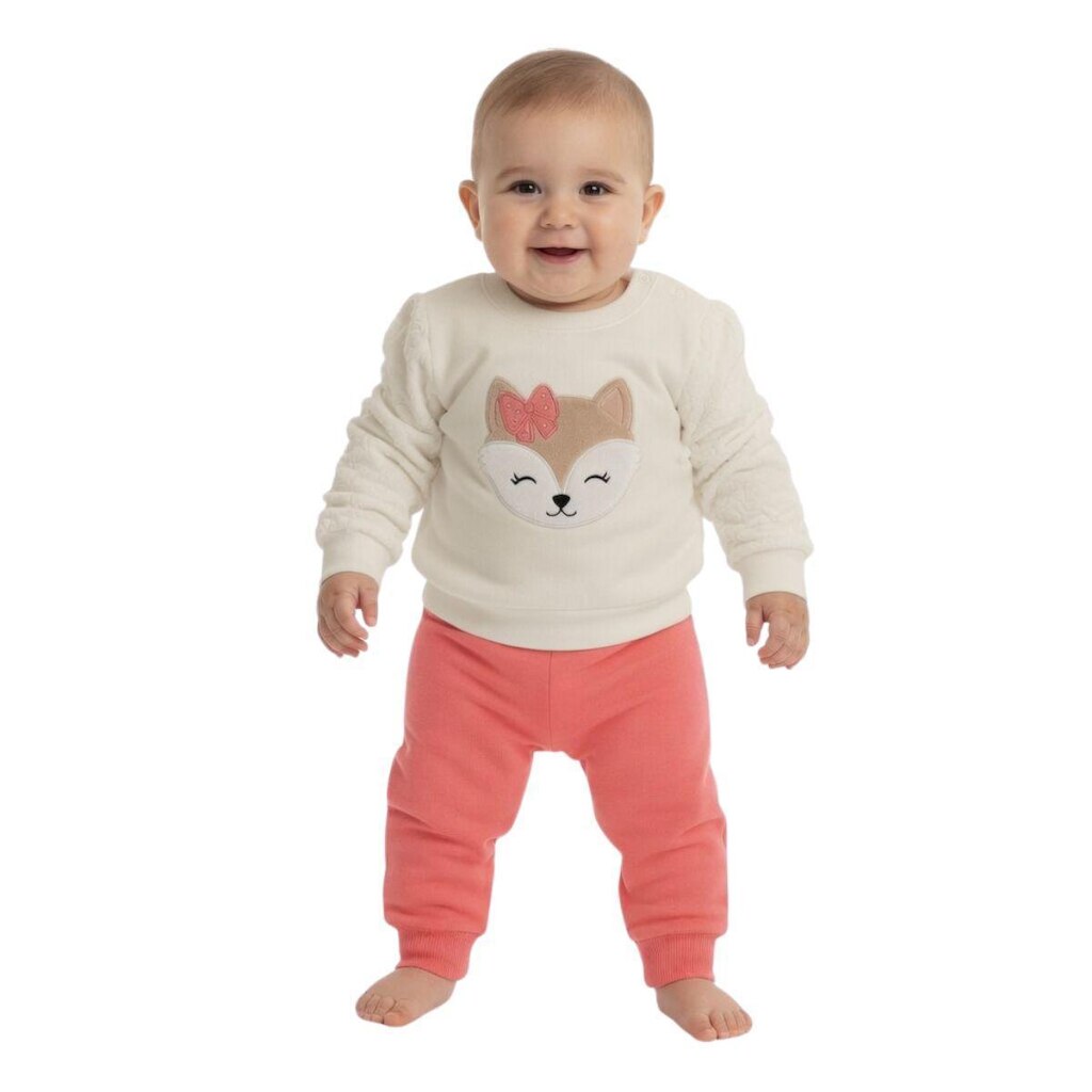Conjunto de Moletom Bebê Menina com Pelinhos na Manga Kyly