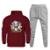 Conjunto de Moletom Estampa Dinossauro Canguru Com Calça Jogger Com Bolso e Elastico na Cintura - Bordô