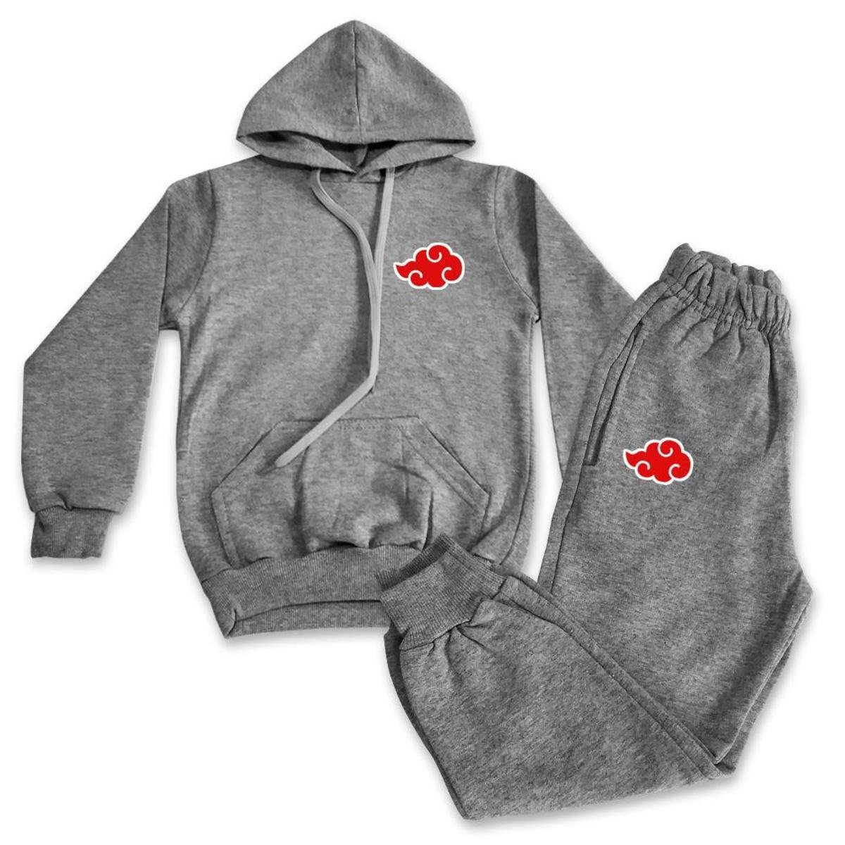 Conjunto de Moletom Naruto Nuvem Akatsuki Infantil com Capuz Menor preço em Conjunto de Moletom Naruto Nuvem Akatsuki Infantil com Capuz