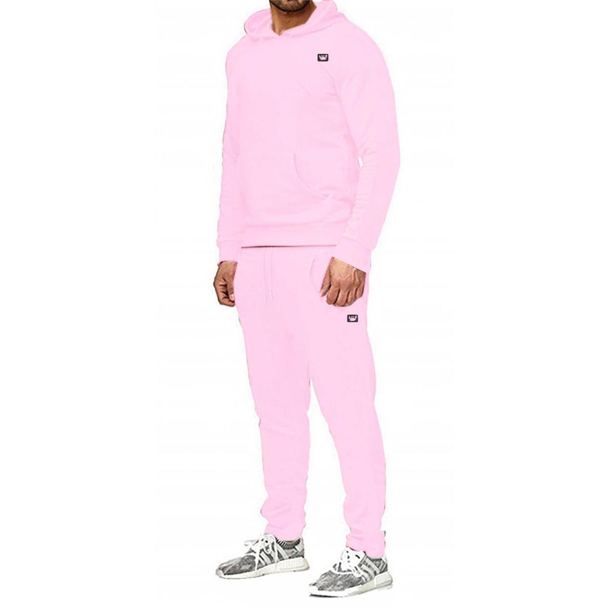 Conjunto de Moletom Relaxado Calça + Blusa com Capuz Bolso Canguru Fechado Siri 2 Masculino - Rosa Menor preço em Conjunto de Moletom Relaxado Calça + Blusa com Capuz Bolso Canguru Fechado Siri 2 Masculino - Rosa