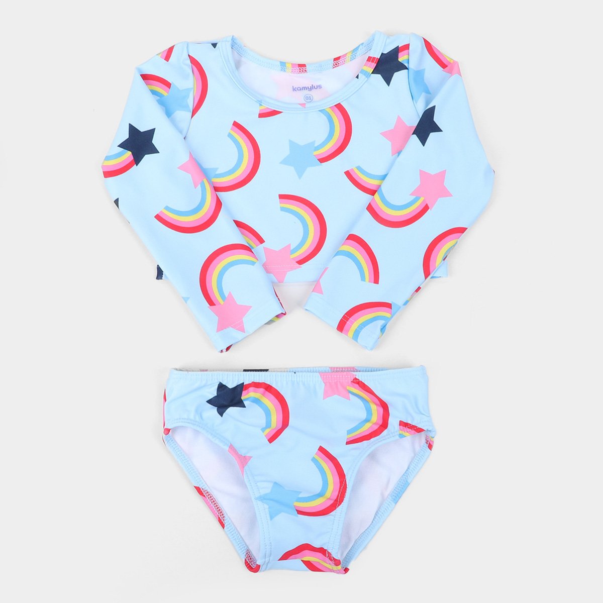 Conjunto de Praia Infantil Kamylus Com Proteção UV 50+ Top Manga Longa+ Calcinha Feminino - Azul Claro é ruim? Conjunto de Praia Infantil Kamylus Com Proteção UV 50+ Top Manga Longa+ Calcinha Feminino - Azul Claro é boa?