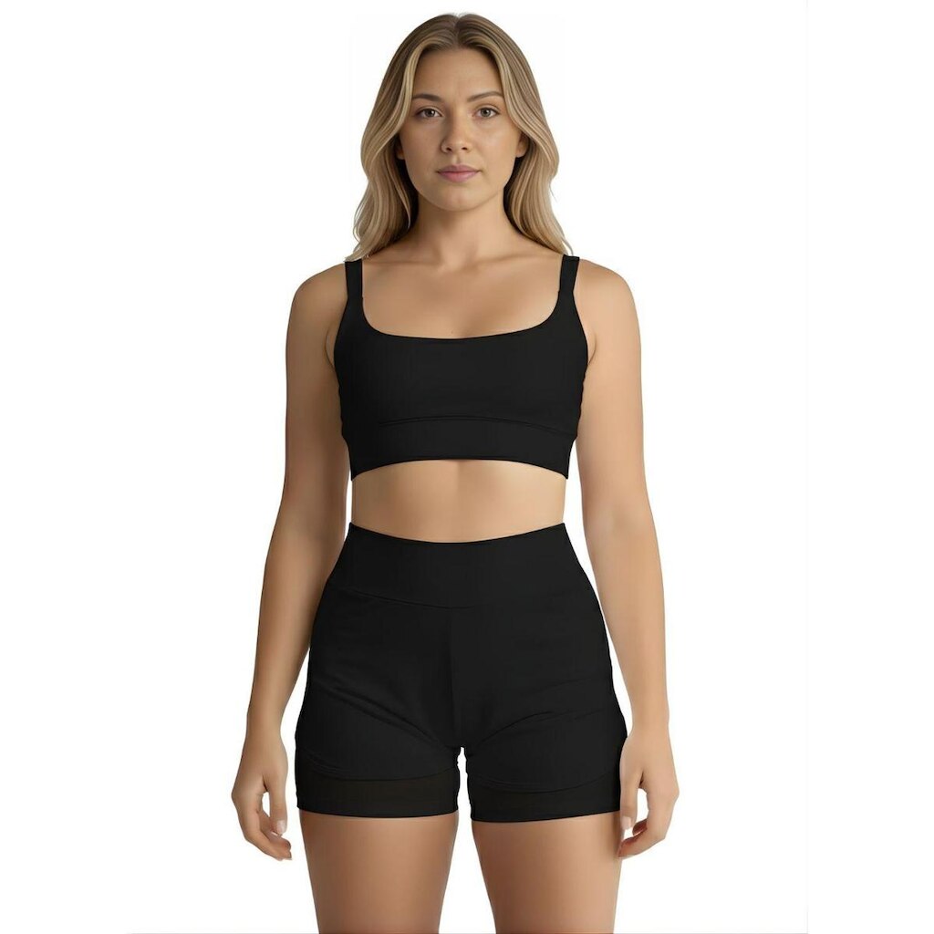 Conjunto de Short Duplo Fitness Academia Treino Feminino