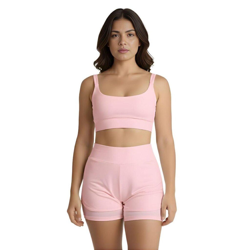 Conjunto de Short Duplo Fitness Academia Treino Feminino