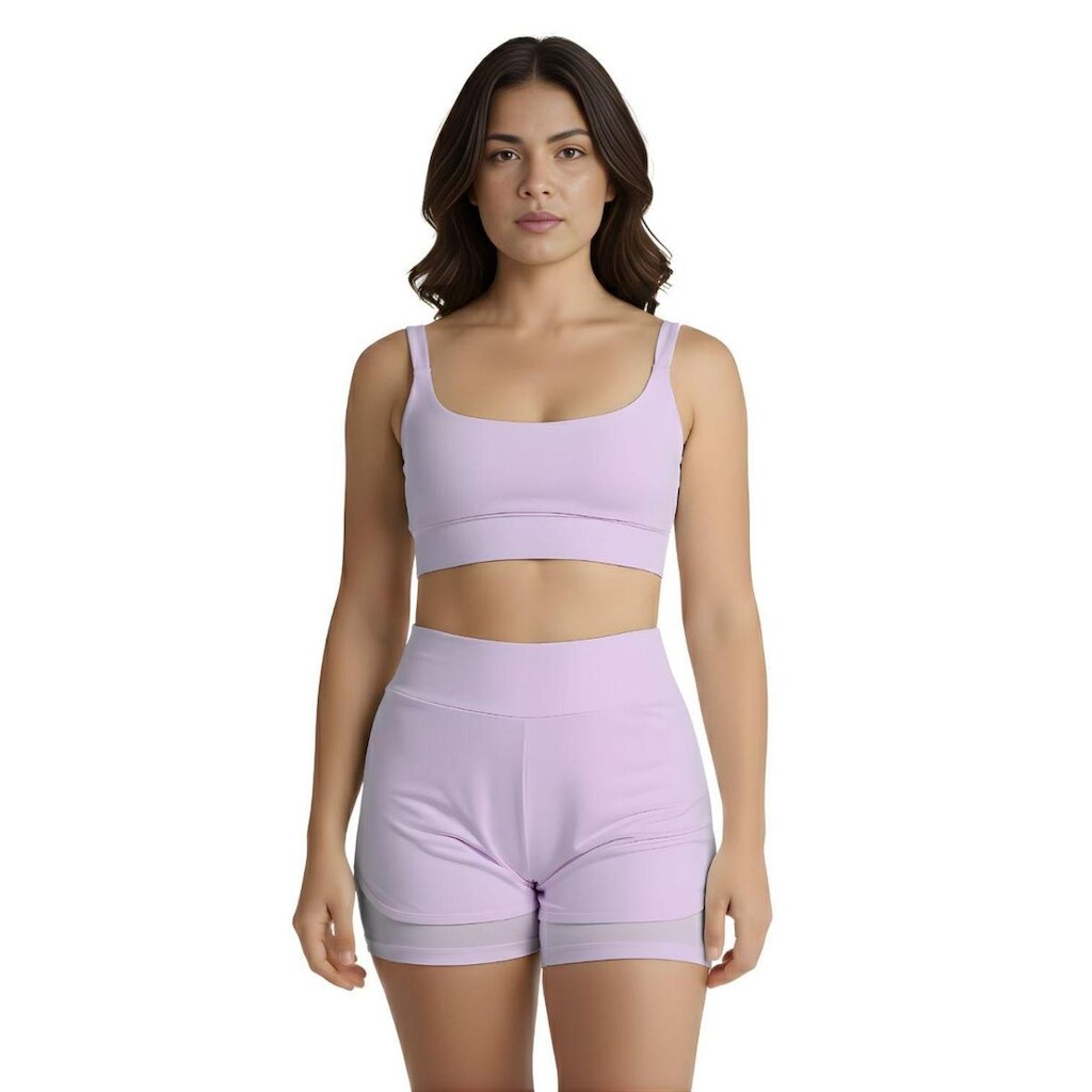 Conjunto de Short Duplo Fitness Academia Treino Feminino