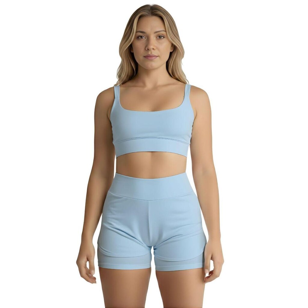 Conjunto de Short Duplo Fitness Academia Treino Feminino