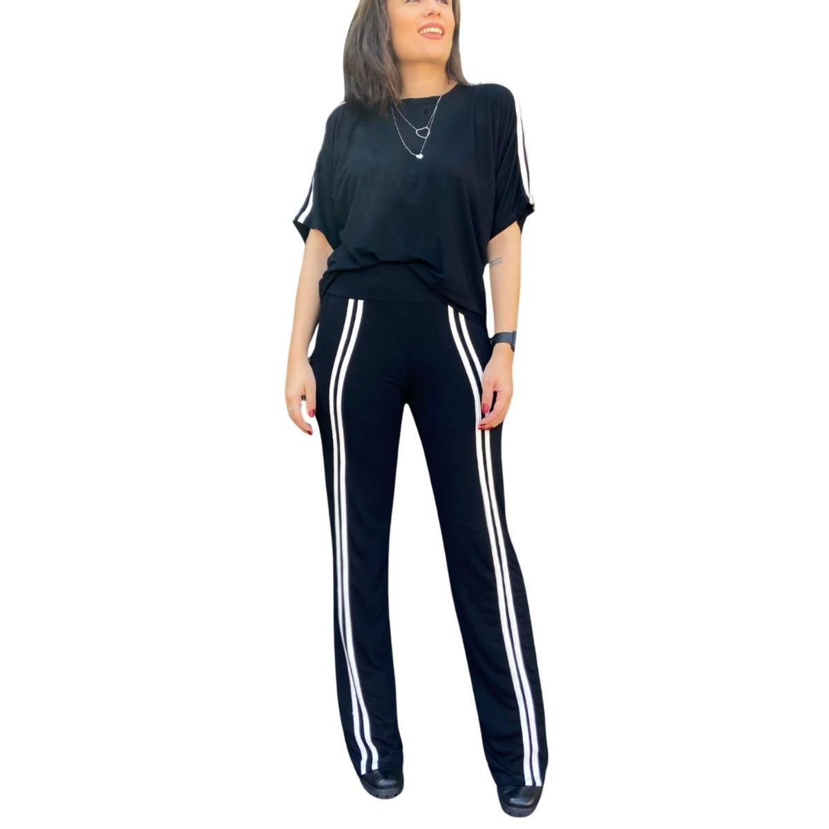 Conjunto Detalhe Listra - Preto Menor preço em Conjunto Detalhe Listra - Preto