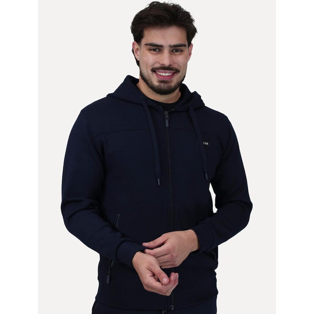 Conjunto Dixen Masculina Agasalho Moletom Jaqueta com Zíper Capuz Azul Marinho