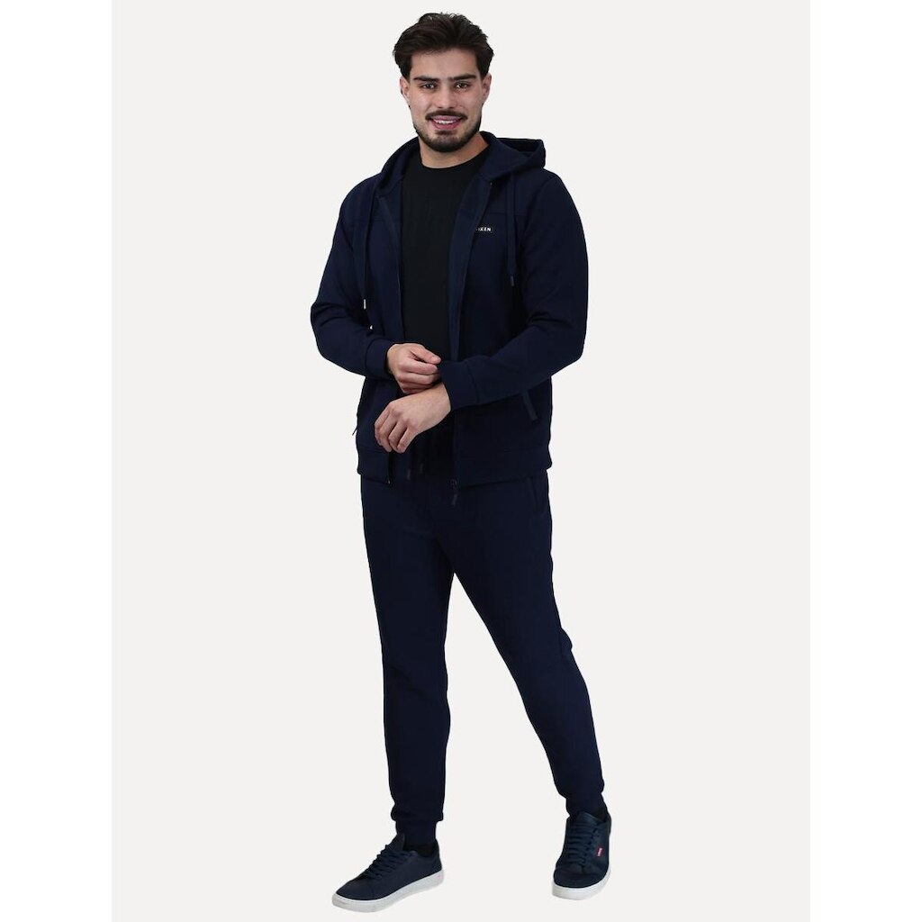 Conjunto Dixen Masculina Agasalho Moletom Jaqueta com Zíper Frontal Azul Marinho
