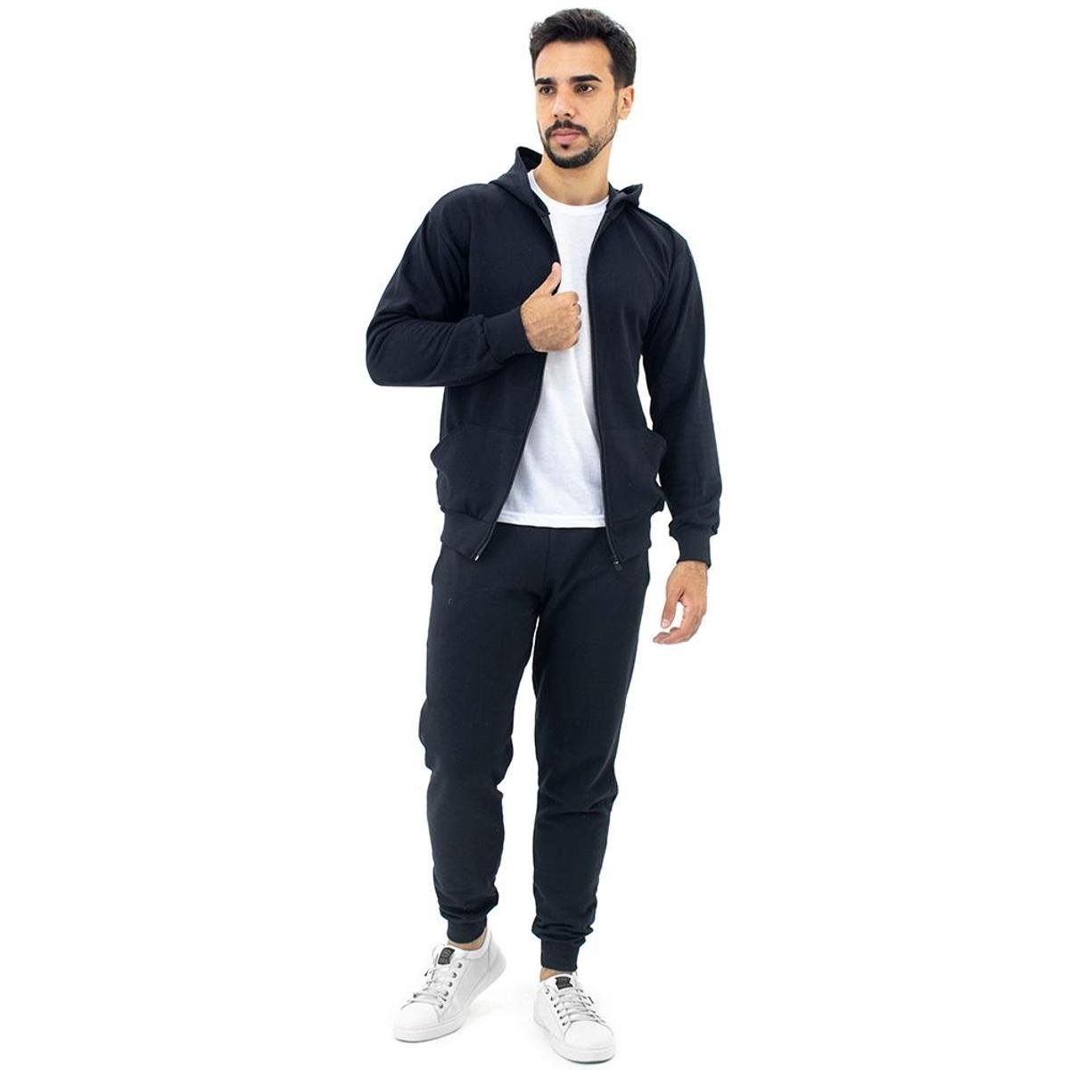 Conjunto Dpontes Moletom Flanelado Masculino - Preto Menor preço em Conjunto Dpontes Moletom Flanelado Masculino - Preto