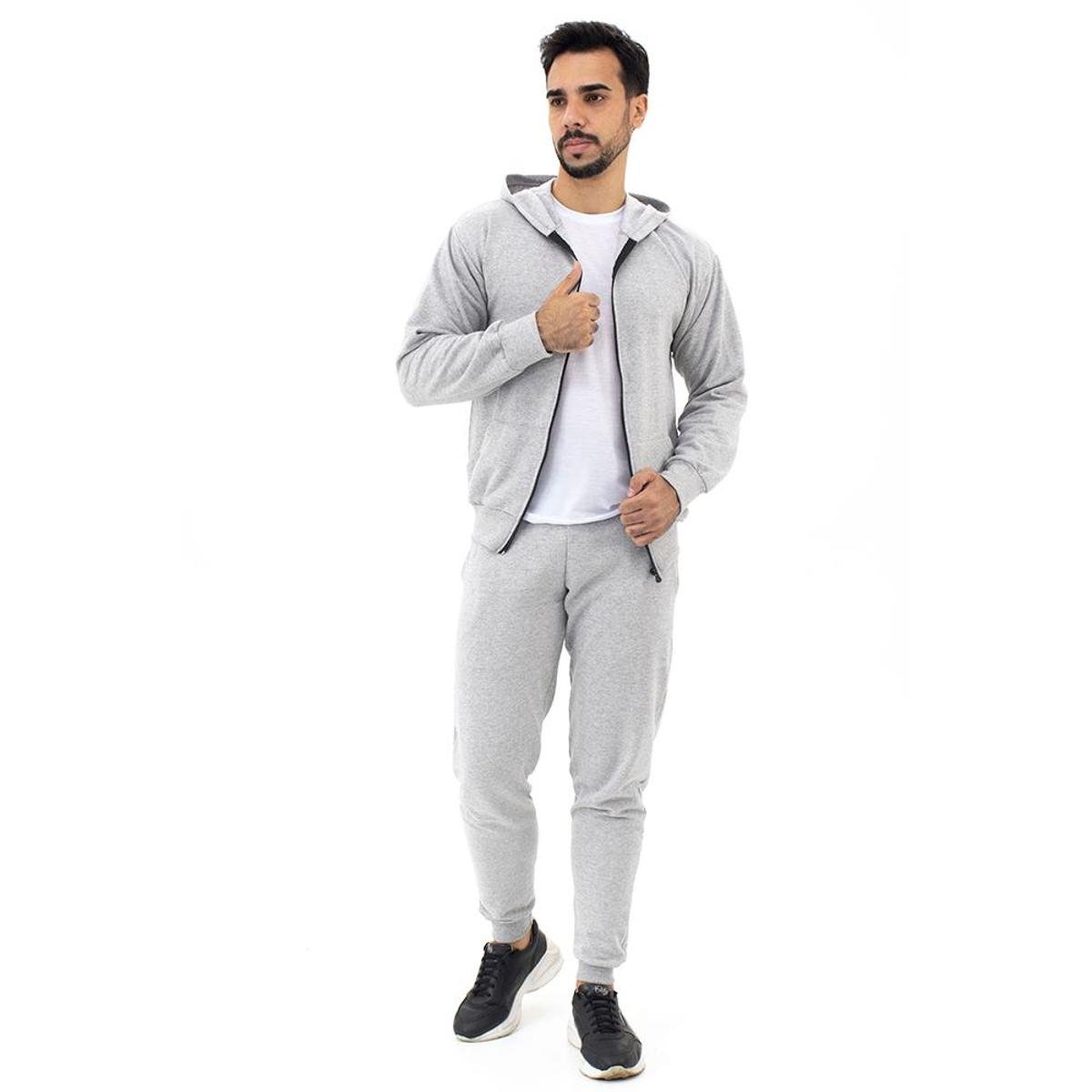 Conjunto Dpontes Moletom Flanelado Masculino - Cinza Menor preço em Conjunto Dpontes Moletom Flanelado Masculino - Cinza