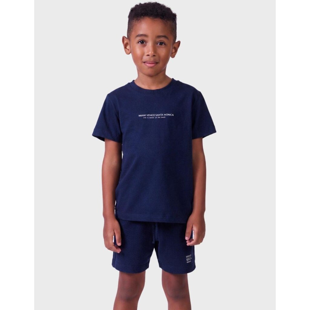 Conjunto Elegante Camisa Estampa Em Escrita Com Bermuda Piquet Elastano Menino 1 a 3