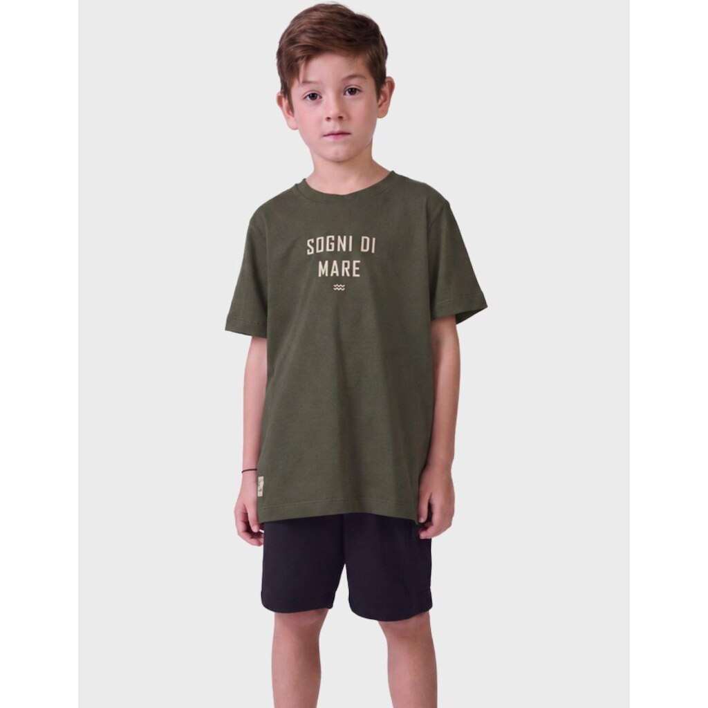 Conjunto Elegante Camisa Meia Malha Com Bermuda Moletinho Novidade Do Verão Menino 4 a 14