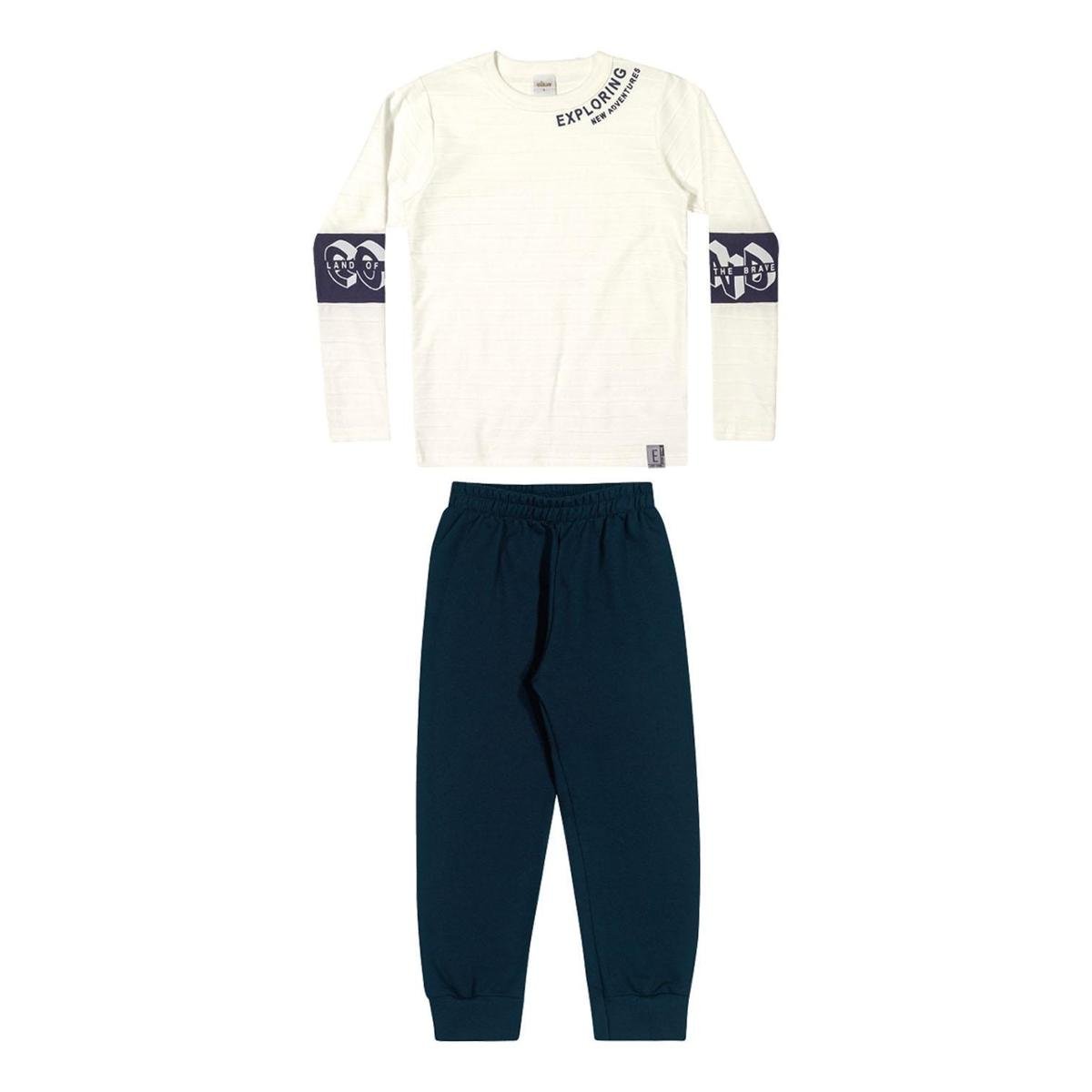 Conjunto Elian Infantil Moletom Masculino - Off White Menor preço em Conjunto Elian Infantil Moletom Masculino - Off White