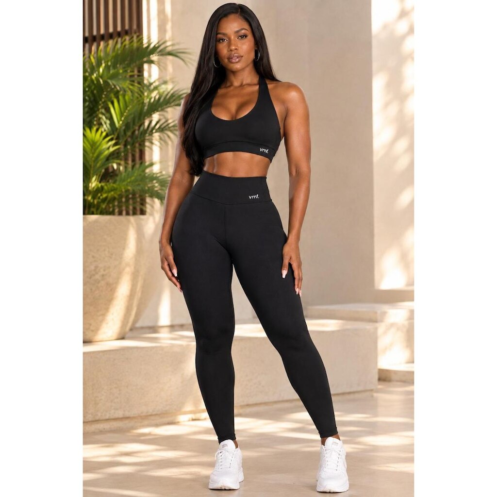 Conjunto Elowen ViaMafia ? Top Frente Única + Legging - Preto