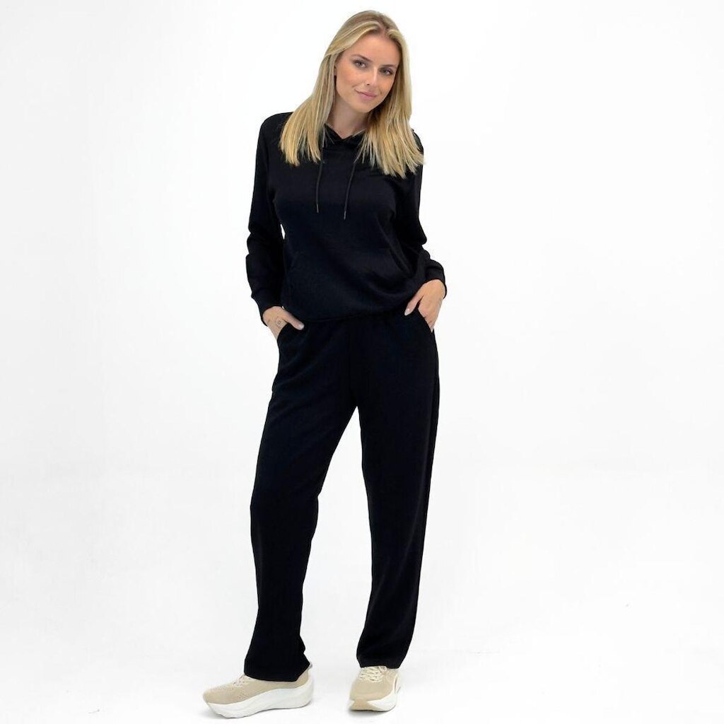 Conjunto Facinelli de Moletinho com Blusa Canguru e Calça Reta Feminino