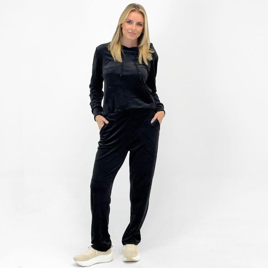 Conjunto Facinelli de Plush com Blusa Canguru e Calça Reta Feminino