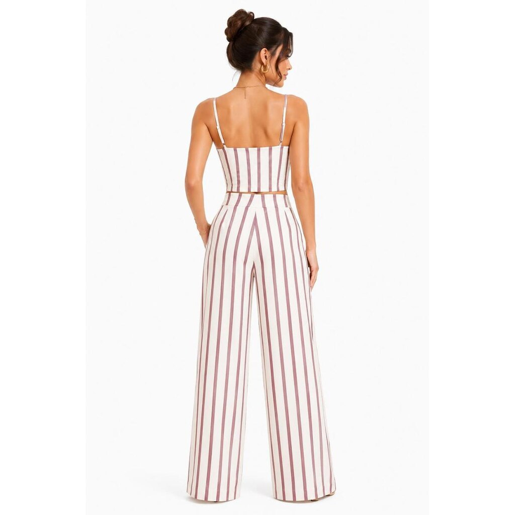 Conjunto Feminino D Bell Outlet Fashion Listras Marsala