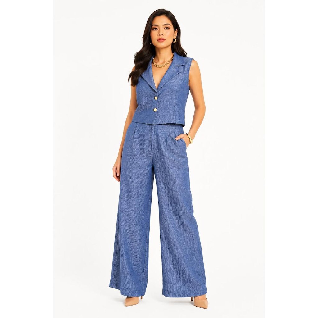 Conjunto Feminino D Bell Outlet Fashion Social Azul