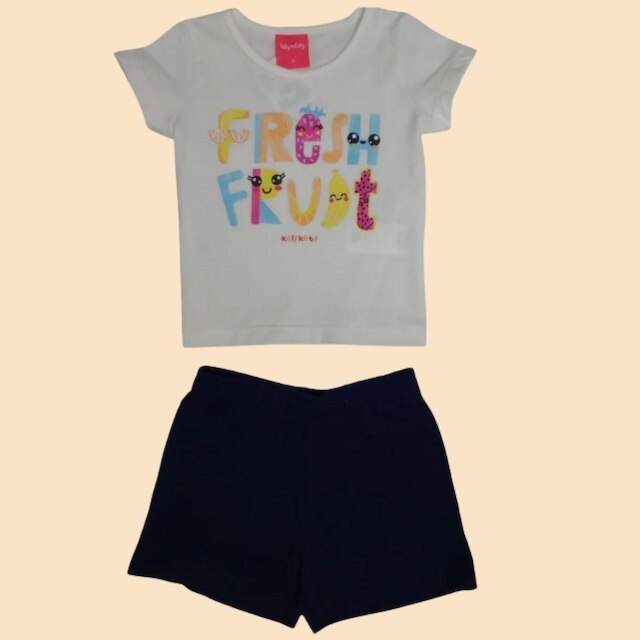 Conjunto Feminino Fresh Fruit Kely Kety Shorts Moletinho