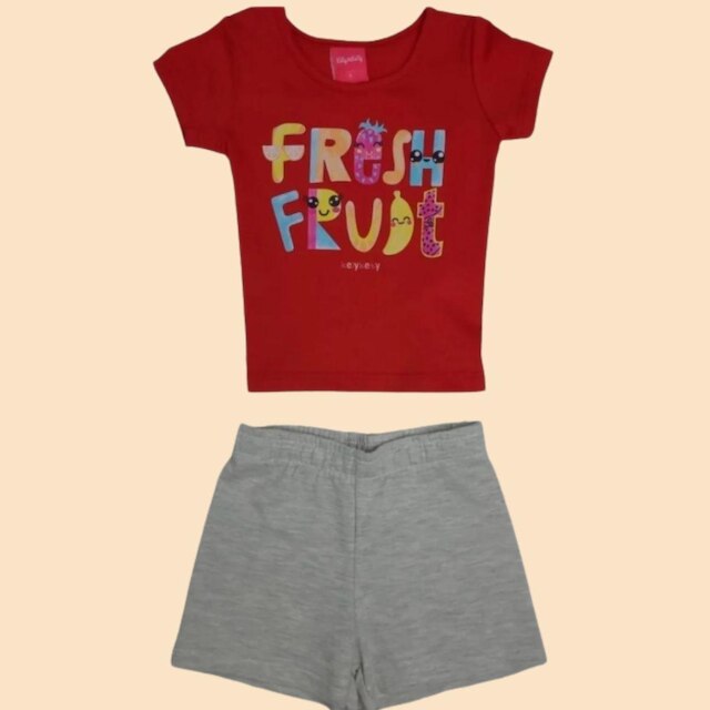 Conjunto Feminino Fresh Fruit Kely Kety Shorts Moletinho