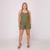 Conjunto Feminino Regata e Shorts Cintura Elástico em Malha Crepe - Verde Militar