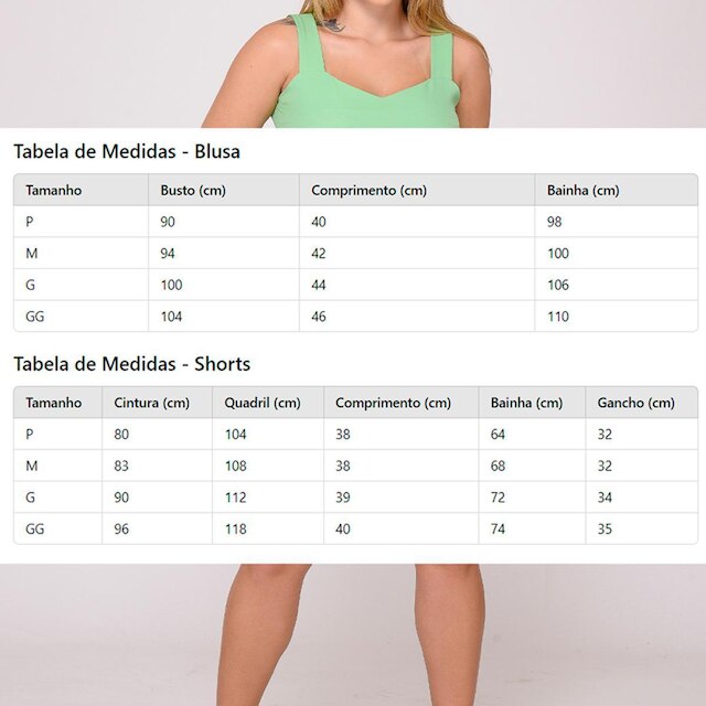 Conjunto Feminino Regata e Shorts Cintura Elástico em Malha Crepe