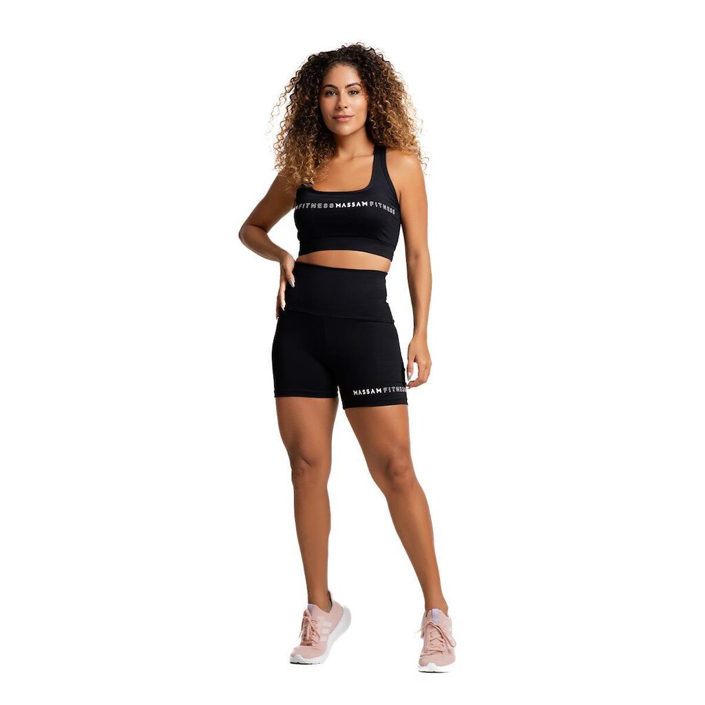 Conjunto Feminino Top e Short Preto Massam Fitness