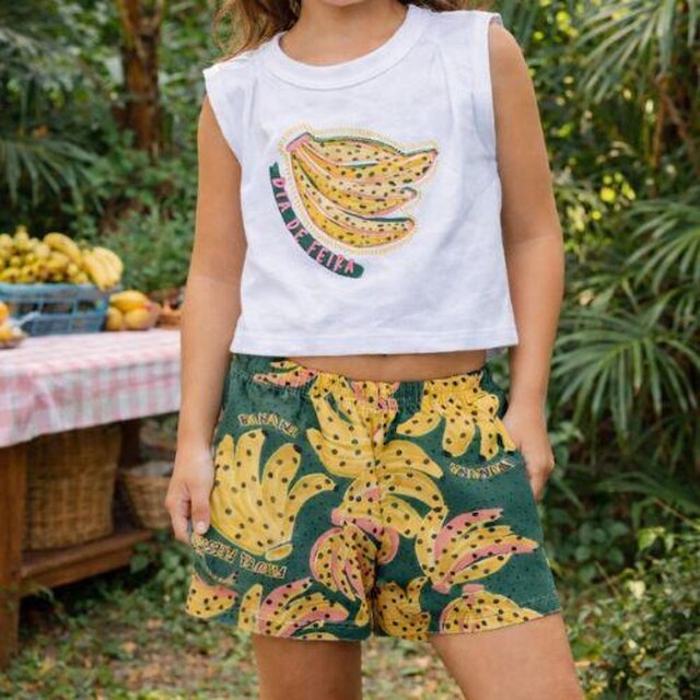 Conjunto Feminino Verão Bananas Kely Kety Shorts Soltinho