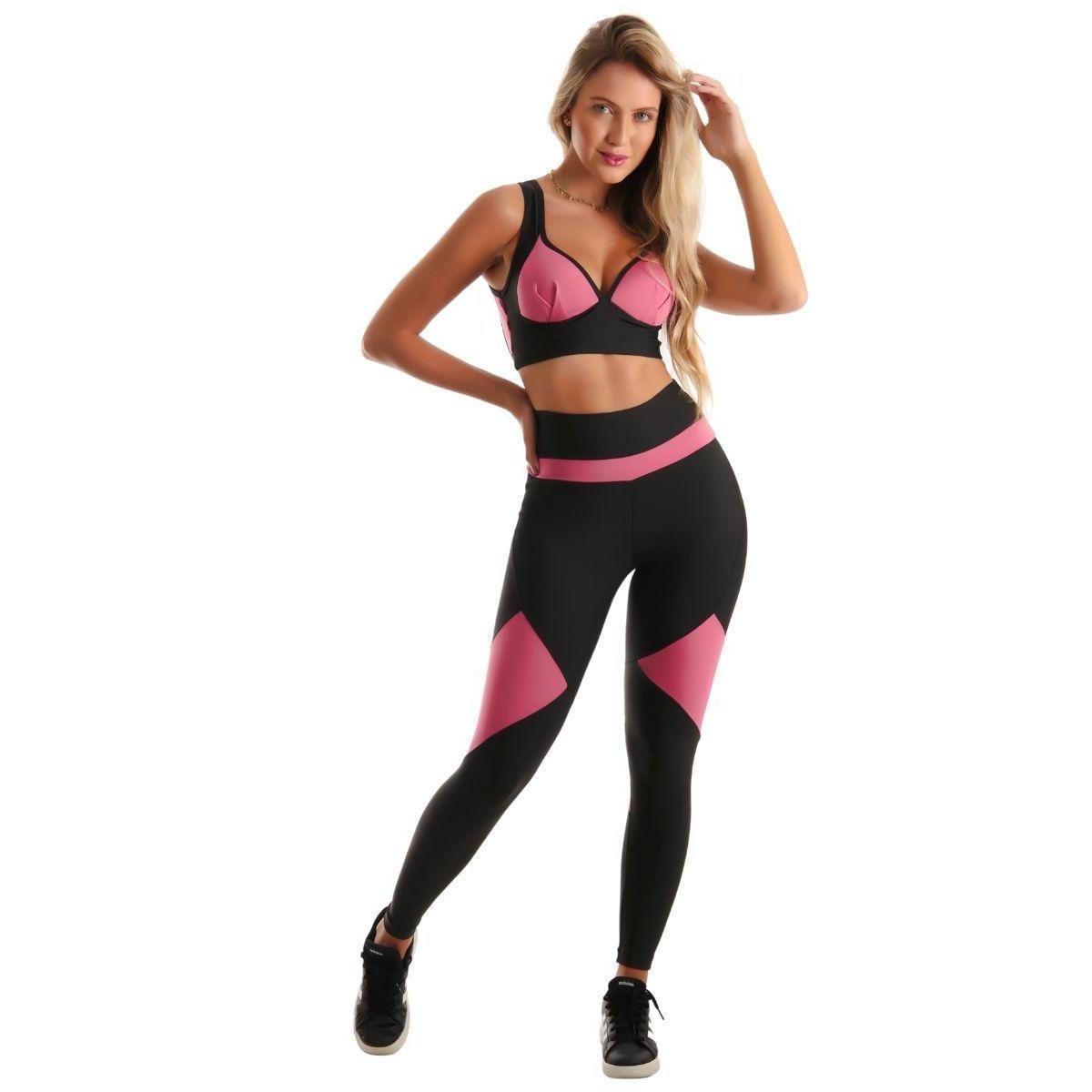 Conjunto Fitness Legging E Top Roupas De Academia Feminino Menor preço em Conjunto Fitness Legging E Top Roupas De Academia Feminino
