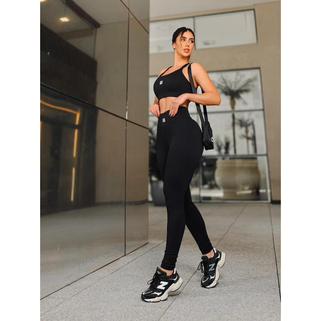 Conjunto Fitness Platinum Legging+top Flor Brasil