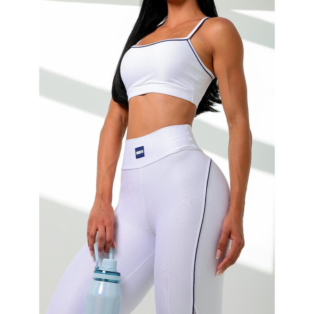 Conjunto Fitness Sugar Premium Com Detalhes Em Tule Branco Viamafia