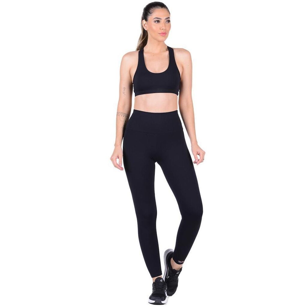 Conjunto Fitness Top Com Bojo Removível e Calça Cós Alto Summer Soul
