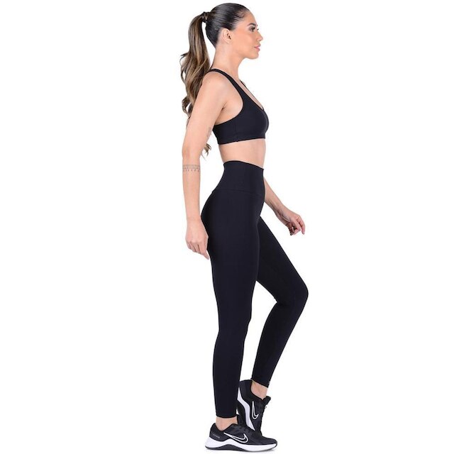 Conjunto Fitness Top Com Bojo Removível e Calça Cós Alto Summer Soul