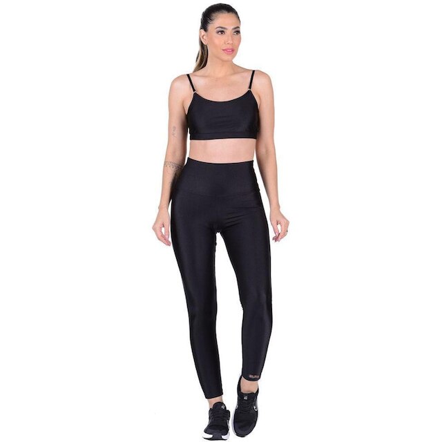 Conjunto Fitness Top Com Bojo Removível e Calça Cós Alto Summer Soul
