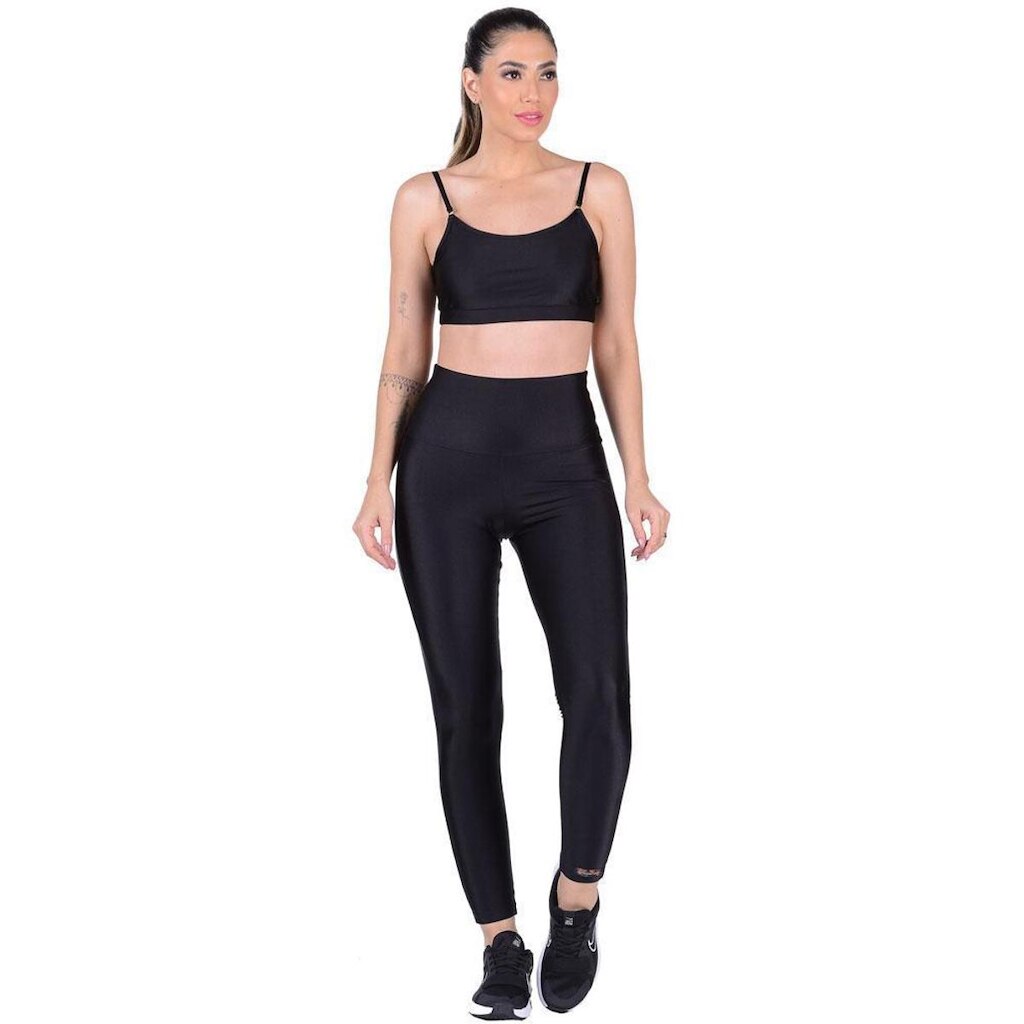 Conjunto Fitness Top Com Bojo Removível e Calça Cós Alto Summer Soul